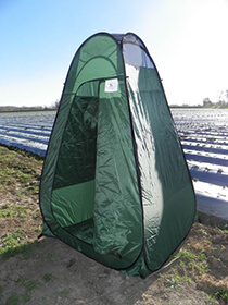 Private breastfeeding space in a pop-up tent outdoors